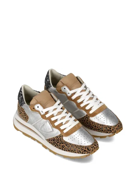Sneakerși Philippe Model Paris cu imagine cu model leopard argintiu