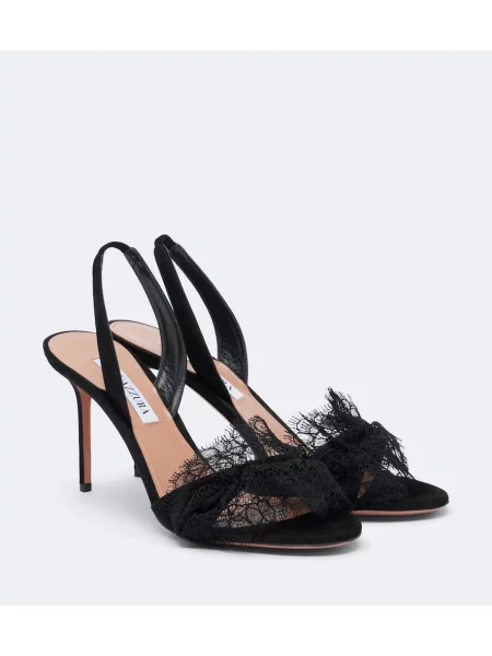 Sandale Aquazzura din piele de căprioară slingback negru