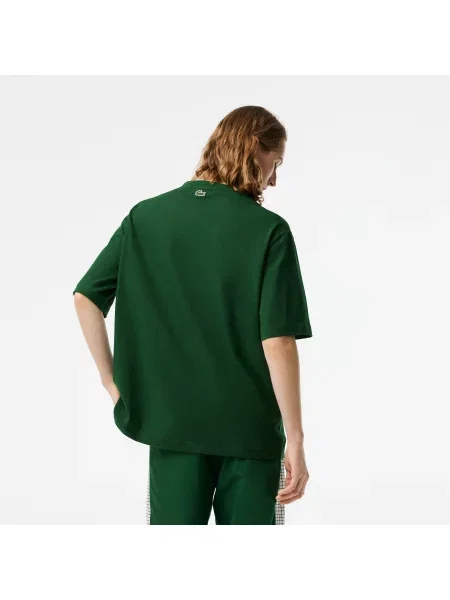 Lacoste Koszulka Z Nadrukiem Tenisowym O Luźnym Kroju Lacoste zielona