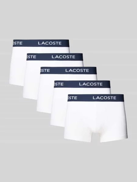 Obcisłe bokserki z elastycznym z logo w zestawie 5 szt. Lacoste białe
