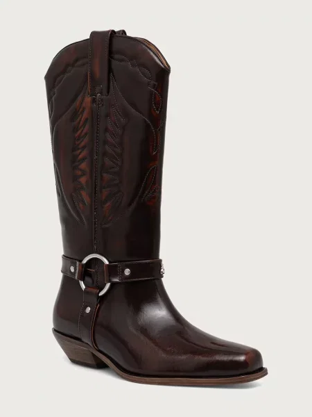 Patrizia Pepe cizme cowboy pentru femei din piele maro