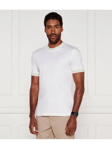 BOSS BLACK Tricou H-Tessler | mercerizat alb