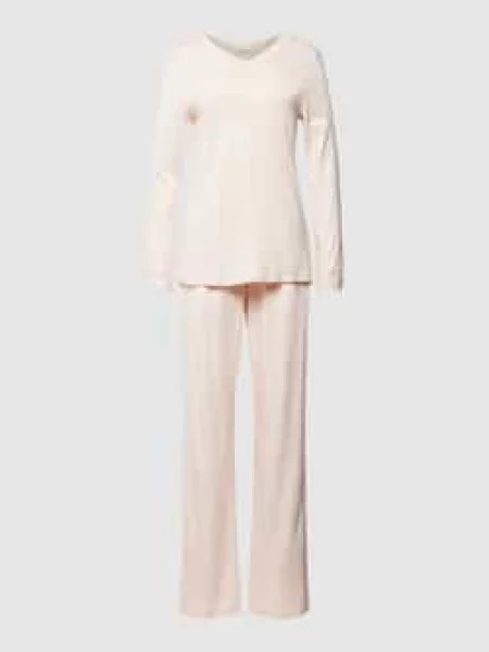 Piżama z obszyciem koronką Hanro różowa