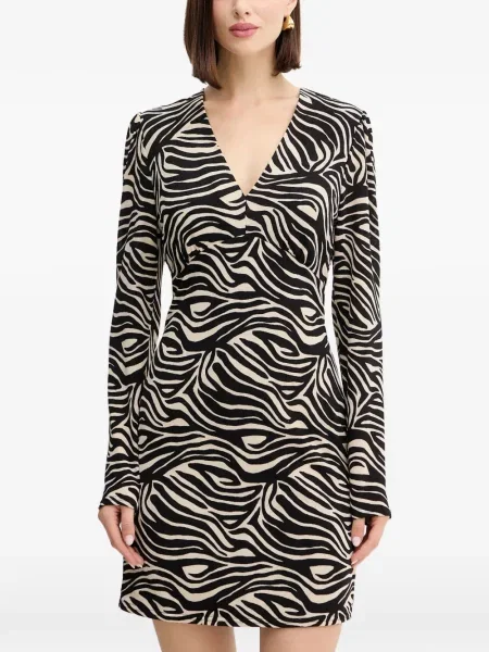 Lung rochie mini Morgan cu imagine cu model zebră negru