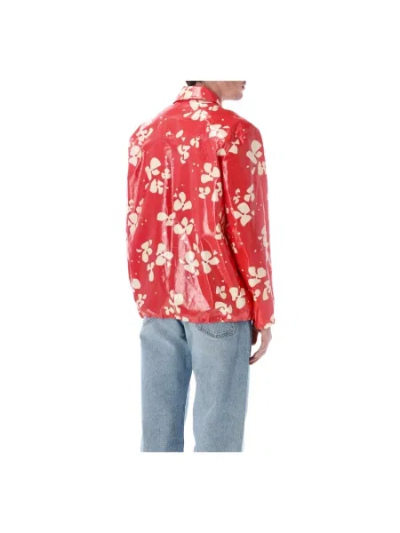 Kurtka koszulowa Dries Van Noten z nadrukiem czerwona