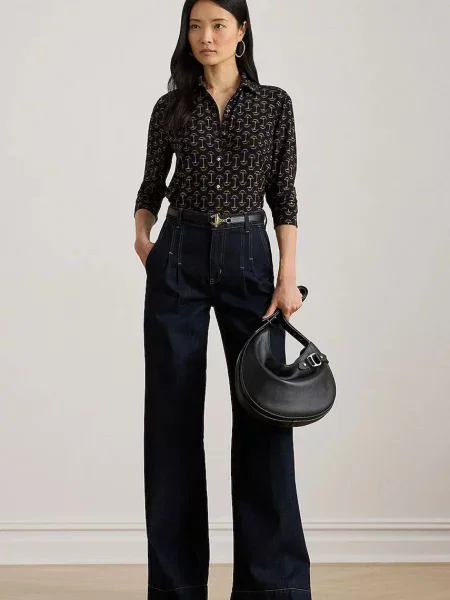 Košile Lauren Ralph Lauren tmavomodrá regular s klasickým límcem