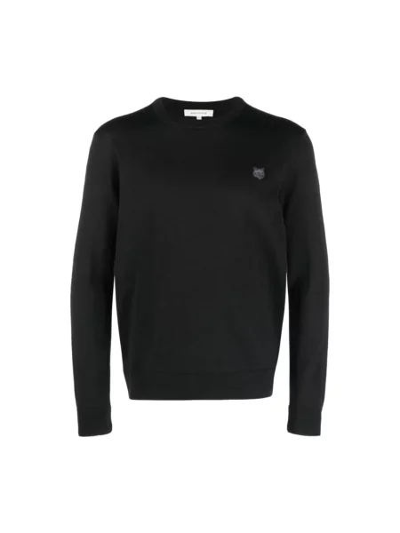 Sweter Maison Kitsune wełniany czarny