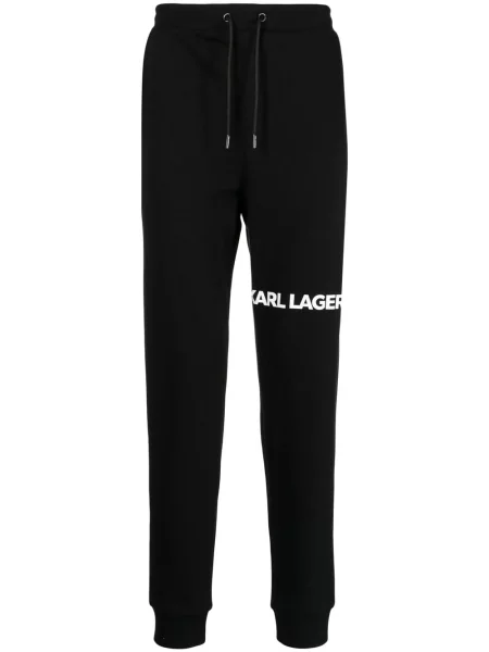 Pantaloni Karl Lagerfeld cu imagine alergare negru
