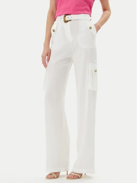 Versace Jeans Couture Pantaloni din Alb Wide Leg bej