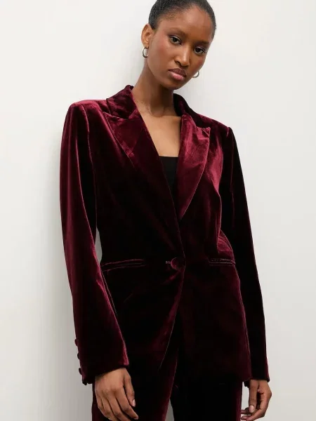 Велюровий піджак Answear.LAB однобортний однотонна бордовий