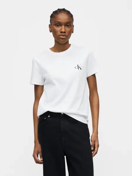 Calvin Klein Jeans Marškinėliai šviesiai geltona / juoda balta
