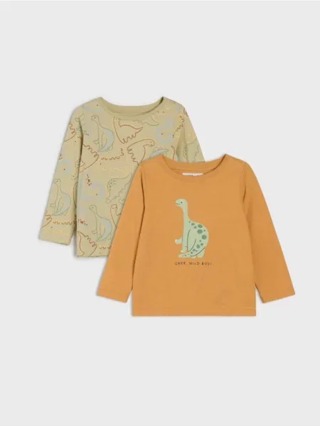 Sinsay trička s potiskem dinosaurů 2 pack oranžová