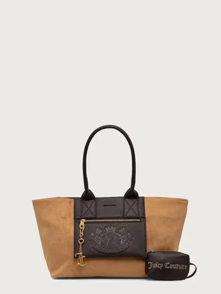Juicy Couture torebka shopper z imitacji zamszu BONNIE brązowa