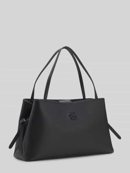 Torba shopper ze sztucznej skóry z wytłoczonym logo Boss czarna