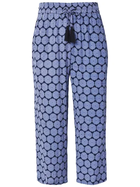 Ulla Popken Pantaloni albastru marin / bleumarin alb