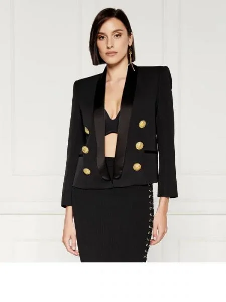 Balmain Gyapjú blézer fekete