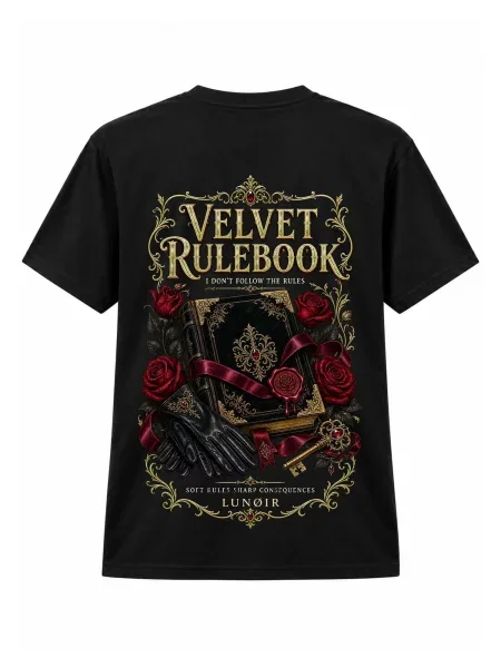 LUNØIR Studio Majica Velvet Rulebook' crna