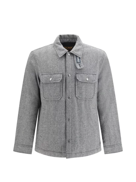 Geacă cămașă Woolrich cu model herringbone gri