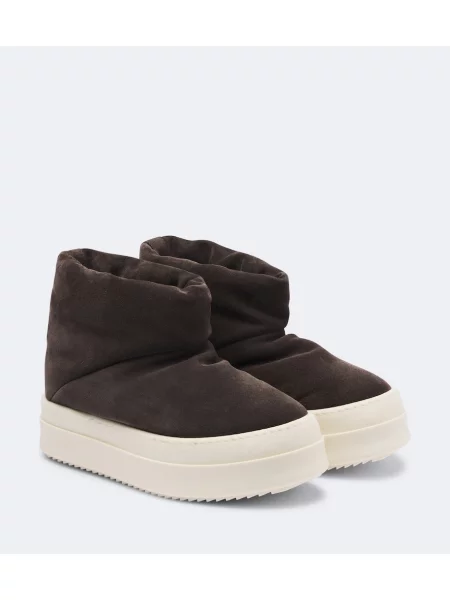 Cizme scurte Rick Owens din piele de căprioară maro