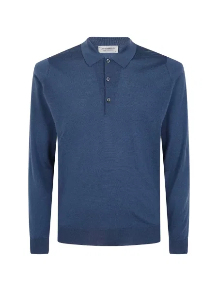 Lung tricou polo John Smedley albastru