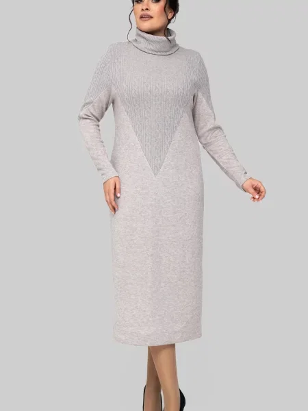 Сукня міді All Posa світло-сірий вовна/поліестер сіра