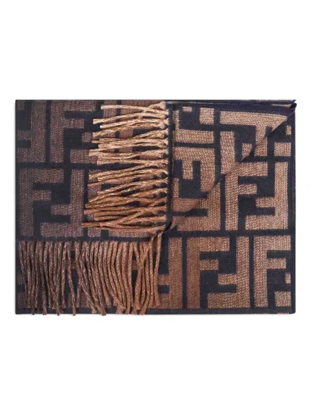 Fular Fendi cu gradient din jacard maro