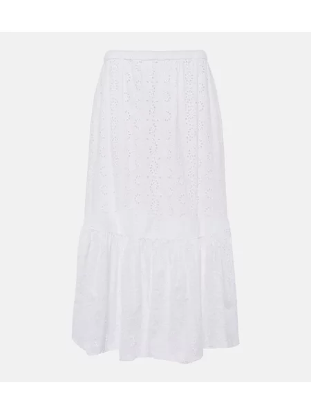 Fustă midi Velvet de catifea până la genunchi alb