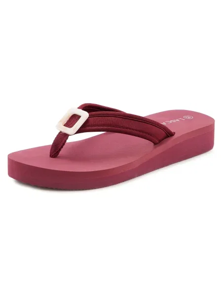 LASCANA Saboți deschis / roșu bordeaux bej