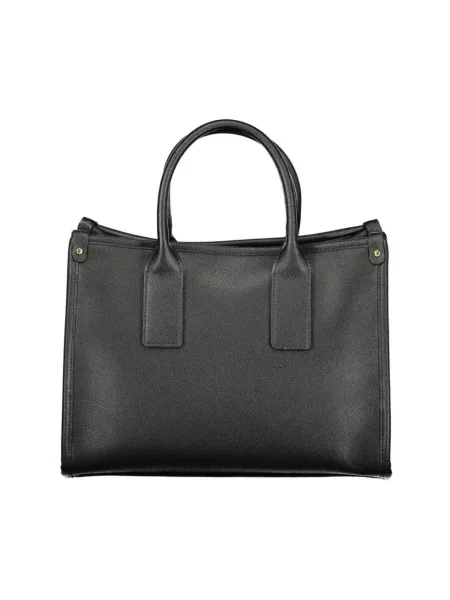 Lniana torebka Valentino Bags z logo czarna