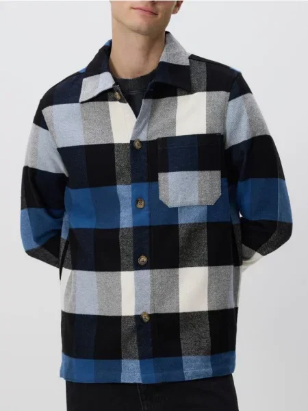 Reserved Cămașă comfort fit în carouri metalizat albastru