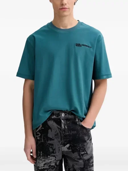 Tricou Karl Lagerfeld Jeans cu autograf albastru