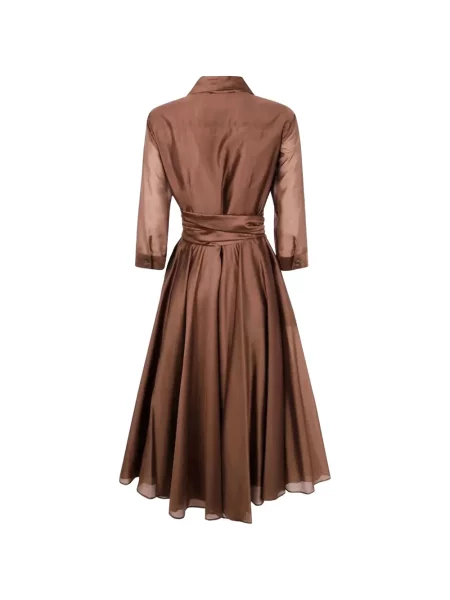 Cu centură rochie midi Drhope maro