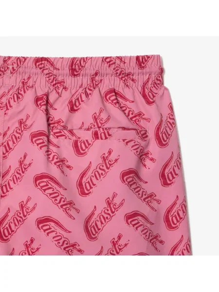 Lacoste Kąpielówki Z Nadrukiem Z Recyklingowanego różowe