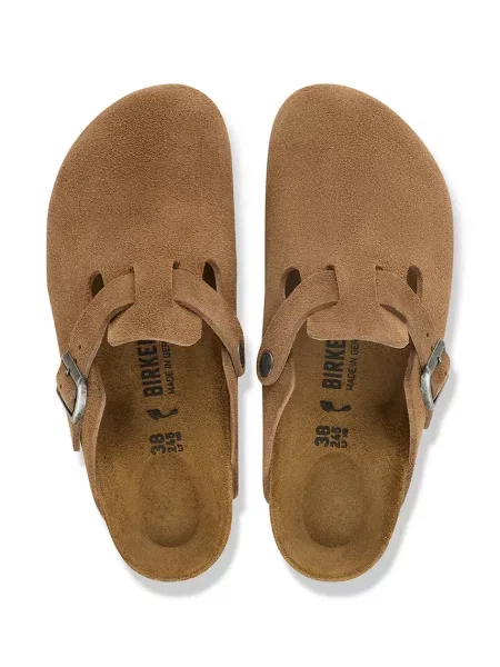 Birkenstock klapki mules zamszowe Boston Suede Leather brązowe