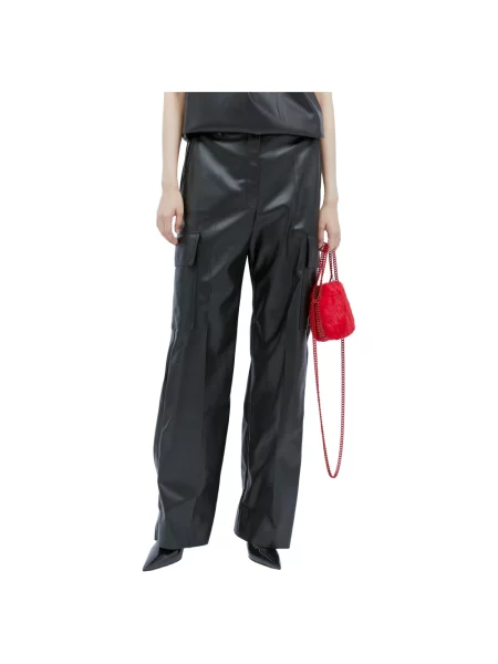 Spodnie cargo Stella Mccartney skórzane czarne