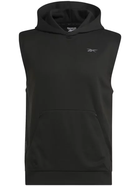 Суичър с качулка Reebok без ръкави с принт черно