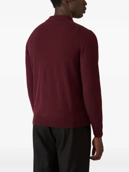 Tricou polo Sunspel din cașmir roșu