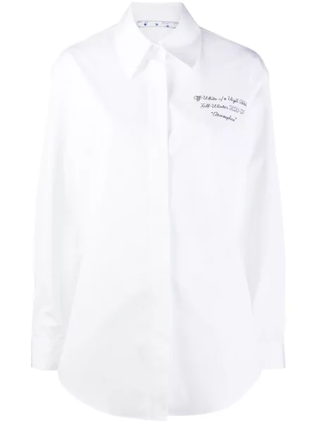 Cămașă Off-white cu broderie alb