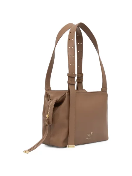Geantă shopper Armani Exchange cu autograf maro