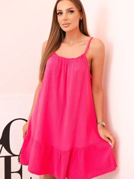 Rochie Kesi Włoski cu volane din muselină de costum roz