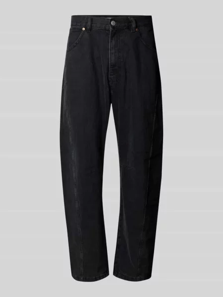 Jeansy o kroju barrel fit z czystej bawełny z z tyłu Review czarne