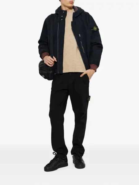 Geacă Stone Island de lână cu strasuri albastru