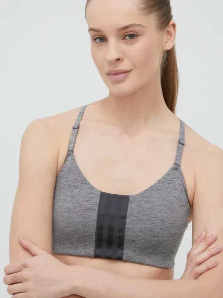 Спортен сутиен adidas Performance Aeroimpact меланж на сиво