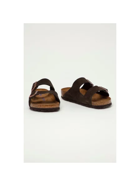 Klapki Birkenstock skórzane brązowe