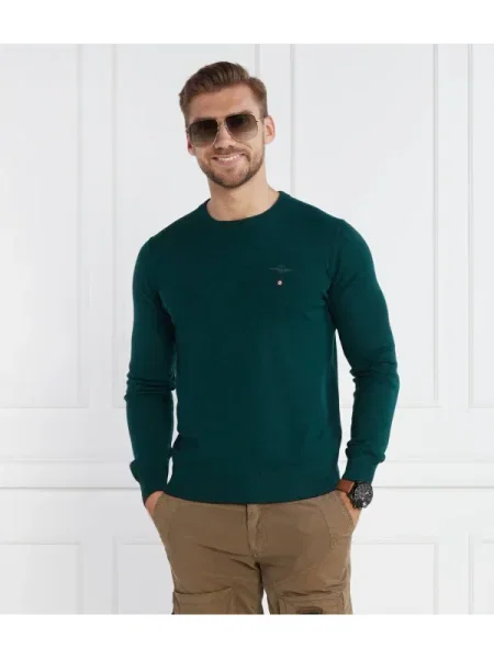 Pulover Aeronautica Militare de lână verde