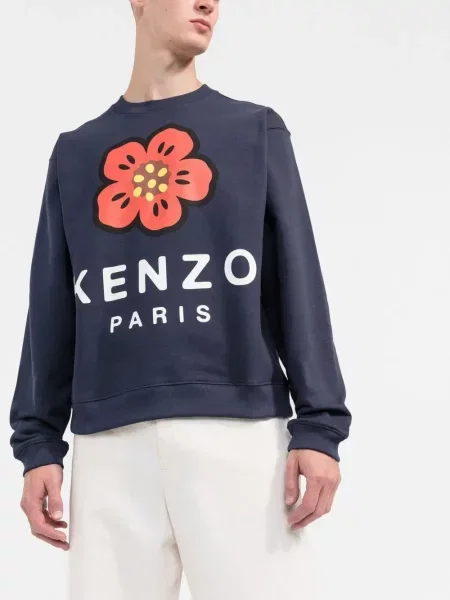 Bluza Kenzo z okrągłym dekoltem niebieska