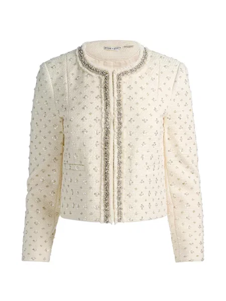 Geacă Alice + Olivia din tweed alb