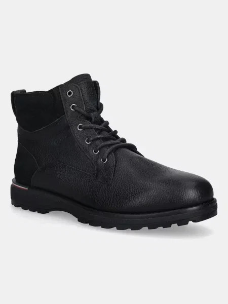 Tommy Hilfiger buty skórzane CORPORATE W LTH LACE BOOT czarny