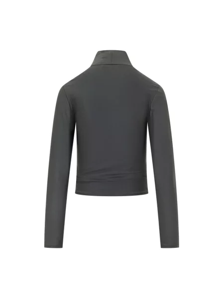Lniany sweter z golfem Coperni czarny