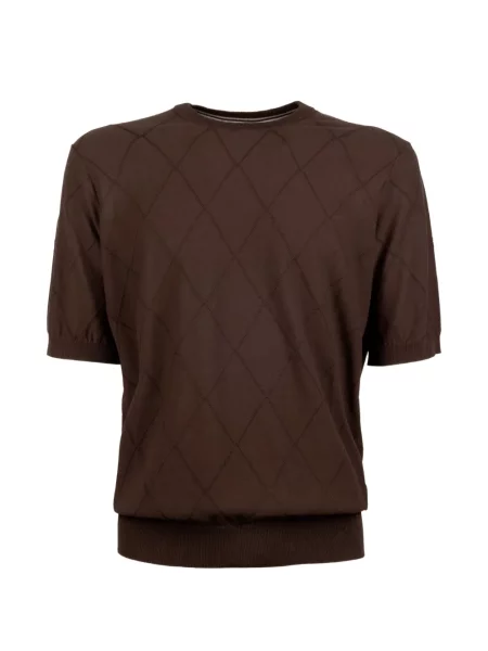 Tricou Peserico cu model argyle scurt maro
